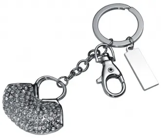 Оригинальный брелок в виде сердца со стразами, 9783807, серебристый