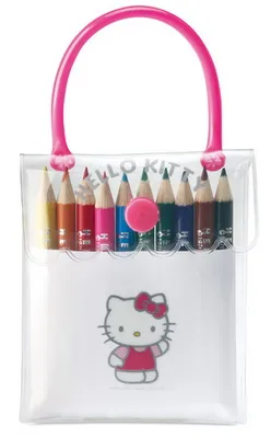 Набор из 10 цветных карандашей в футляре из ПВХ от Hello Kitty, разноцветный