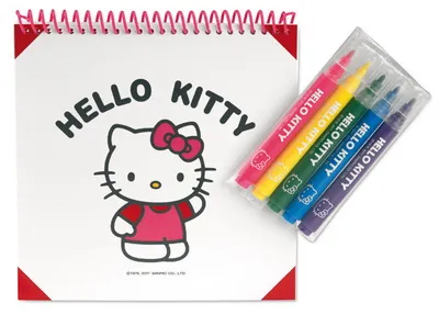Набор: раскраска 16 стр. и 5 разноцветных фломастеров от Hello Kitty, разноцветный