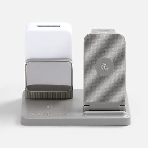 Зарядная станция с электронными часами и подсветкой Large Charge ver.3, серая