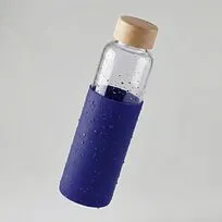 Бутылка для воды стеклянная Refine, в чехле, 550 мл, темно-синий (P)