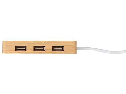 USB хаб с подсветкой лого Reedia S5, 3*USB, 1*Type C, бамбук, черный