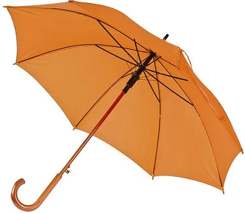Зонт-трость  с деревянной ручкой, 4513110, оранжевый