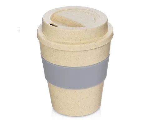 Многоразовый стакан из экологичного пластика, бежевый, серый Многоразовый стакан из экологичного пластика, бежевый, серый