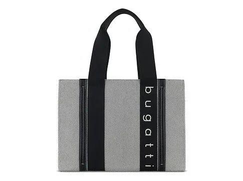 Сумка-тоут женская BUGATTI Ambra, серо-черный цвет, хлопок/полиэстер, 36,5х19х27 см