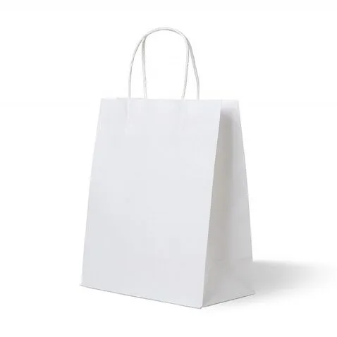 Белый бумажный пакет с кручеными ручками, 220х120х250 мм, 80 gsm