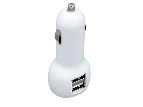 Автомобильная зарядка CC-01, 2 USB порта, белый цвет.