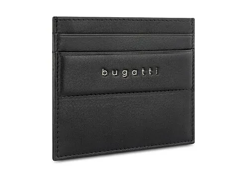 Портмоне для кредитных карт BUGATTI НОМ | NOME, с защитой данных RFID, черное, натуральная воловья кожа, 10,2х0,3х8,2 см