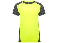 Спортивная футболка Zolder женская, неоновый желтый/меланжевый черный