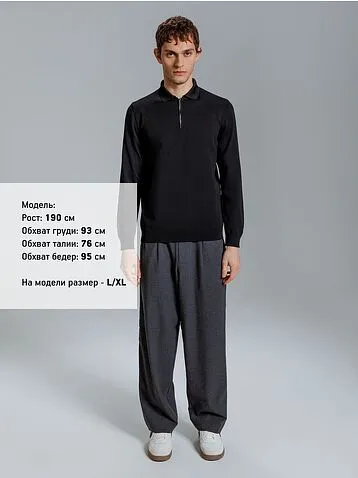 Рубашка поло мужская с длинным рукавом Terrazzo, черная