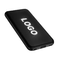 Внешний аккумулятор Kugo, 10000 mAh с подсветкой гравировки, черный