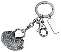 Оригинальный брелок в виде сердца со стразами, 9783807, серебристый