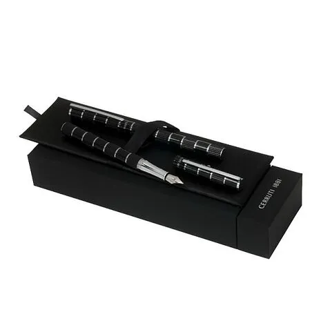 Набор из перьевой и шариковой ручек от Cerruti, черный Набор из перьевой и шариковой ручек от Cerruti, черный