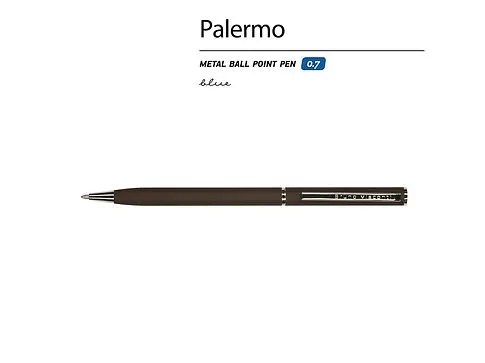 Ручка шариковая автоматическая BrunoVisconti® PALERMO цвет корпуса коричневый, soft-touch, 0.7 мм