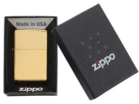 Зажигалка ZIPPO Classic с покрытием High Polish Brass, латунь/сталь, золотистая, 38x13x57 мм