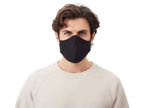 Маска для лица многоразовая с фиксаторами, черная