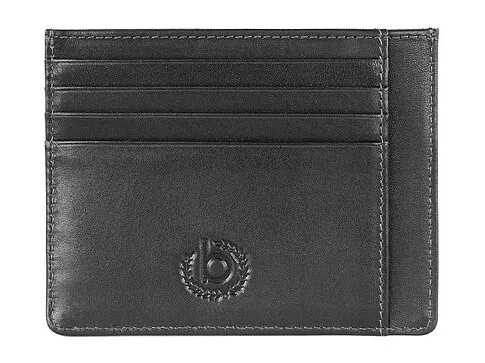 Портмоне для кредитных карт BUGATTI Primo, чёрное, натуральная воловья кожа, 11,5х0,5х9 см