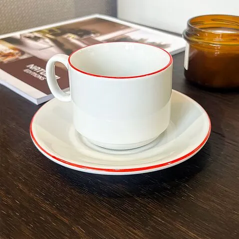 Чайная пара фарфоровая 220см³ экспресс Палитра, красный, в коробке