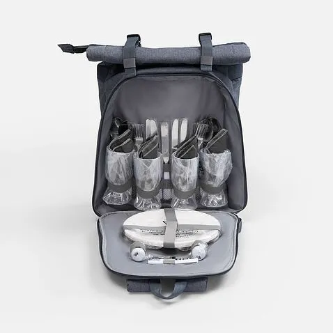 Набор для пикника Picnivo на 4 персоны, темно-серый меланж
