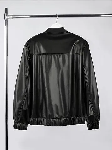 Бомбер из искусственной кожи Univer, черный