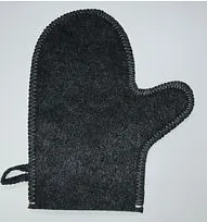 Варежка банная, 30% шерсть, 70% полиэфир, черный
