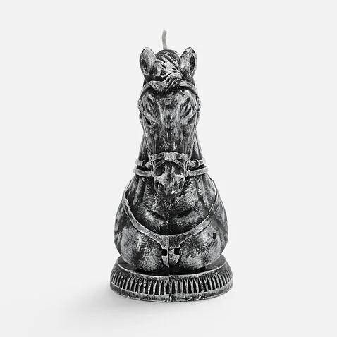 Свеча фигурная «Бюст лошади», серебристая