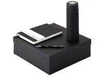 Подарочный набор с блокнотом С3, металлической ручкой и термосом, черный