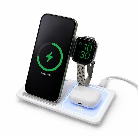 Беспроводное мультизарядное устройство Syntra 15W (3в1), белый