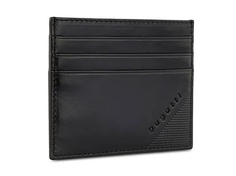 Портмоне для кредитных карт BUGATTI АРИСТОКРАТ | NOBILE, с защитой данных RFID, черное, натуральная воловья кожа, 10х0,3х8 см