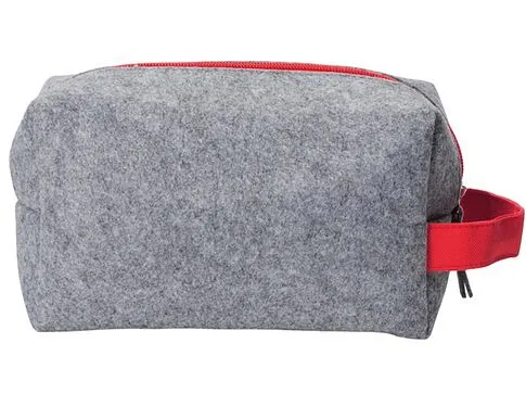 Органайзер для электроники и проводов Felt из RPET-фетра с ручкой, серый с красным
