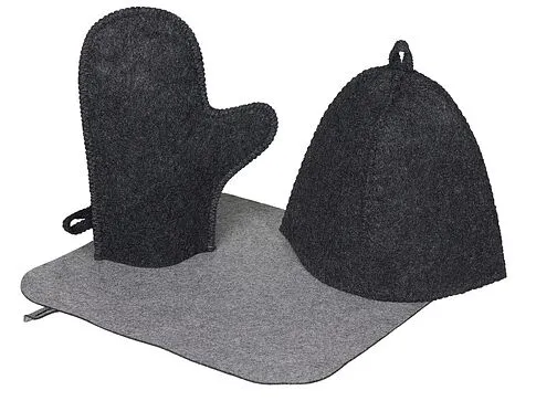 Банный набор из шапки, рукавицы и коврика Calm, серый