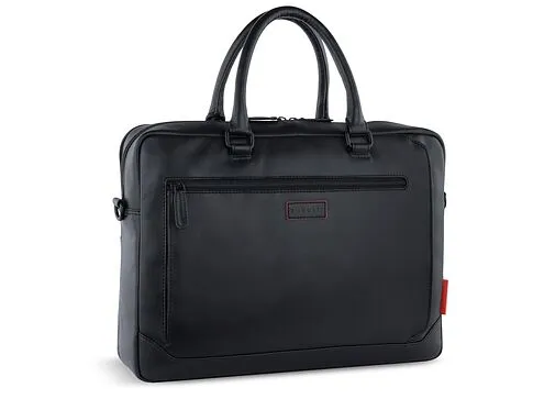 Портфель мужской BUGATTI Clark, чёрный, воловья кожа/полиэстер, 40х9,5х29 см, 10 л