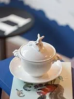 Бульонница  quot;Кролик - Везунчик quot; с тарелкой, 425 мл, Белый