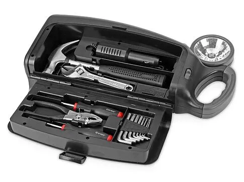 Набор инструментов автомобилиста с фонарем, 14 предметов, черный