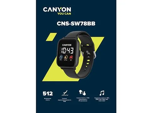 Смарт-часы со встроенным плеером Canyon SaltSW-78, черный (Р)