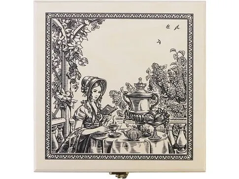 Подарочный набор с чаем Чайный букет в деревянной шкатулке, натуральный