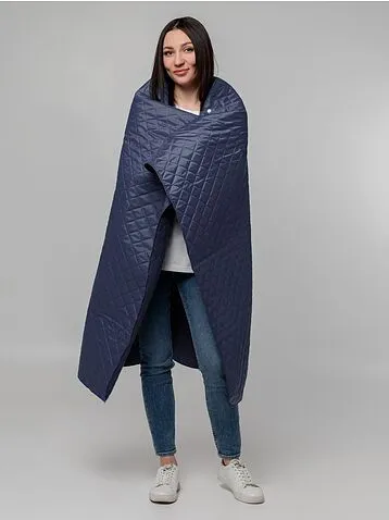 Плед-пончо для пикника SnapCoat, синий