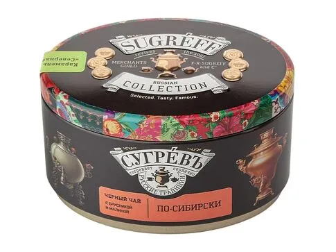 Ж/б По-сибирски + монпансье малиновые. Чёрный чай с травами.