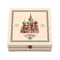 Шкатулка Народы России: 7 купажей чая, матрешка ручной работы с мини-вареньем внутри