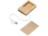 USB хаб Memo, 2*USB, 2*Type C, бамбук