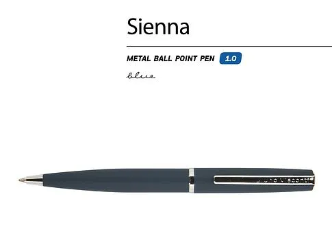 Ручка Sienna шариковая  автоматическая, синий металлический корпус soft-touch, 1.0 мм, синяя