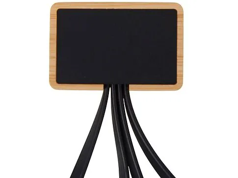 Кабель 3-в-1 с подсветкой лого Reedia S6, бамбук, черный