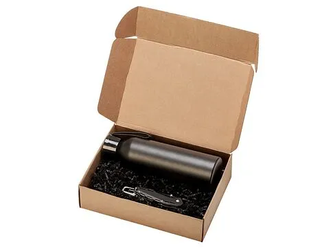 Подарочный набор с бутылкой для воды и ножом Tourist, черный