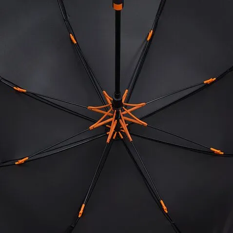 Зонт-трость Hidecolor с цветными спицами, черный с оранжевым