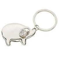 Брелок металлический в виде свиньи, 407818, серебристый