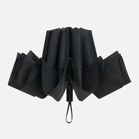 Зонт обратного сложения twoGether с двойным куполом, черный