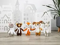 Мягкая игрушка Beastie Toys, котик с белым шарфом