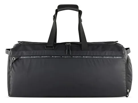 Сумка дорожная BUGATTI Blanc Delight, чёрная, нейлон RPET600D/тарпаулин/полиэстер, 67х32х29 см, 55 л