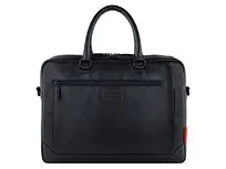 Портфель мужской BUGATTI Clark, чёрный, воловья кожа/полиэстер, 40х9,5х29 см, 10 л