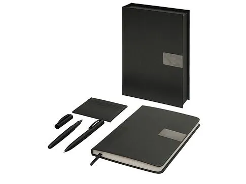Подарочный набор Goethe с блокнотом А5, 2-мя ручками и картхолдером, черный Подарочный набор Goethe с блокнотом А5, 2-мя ручками и картхолдером, черный